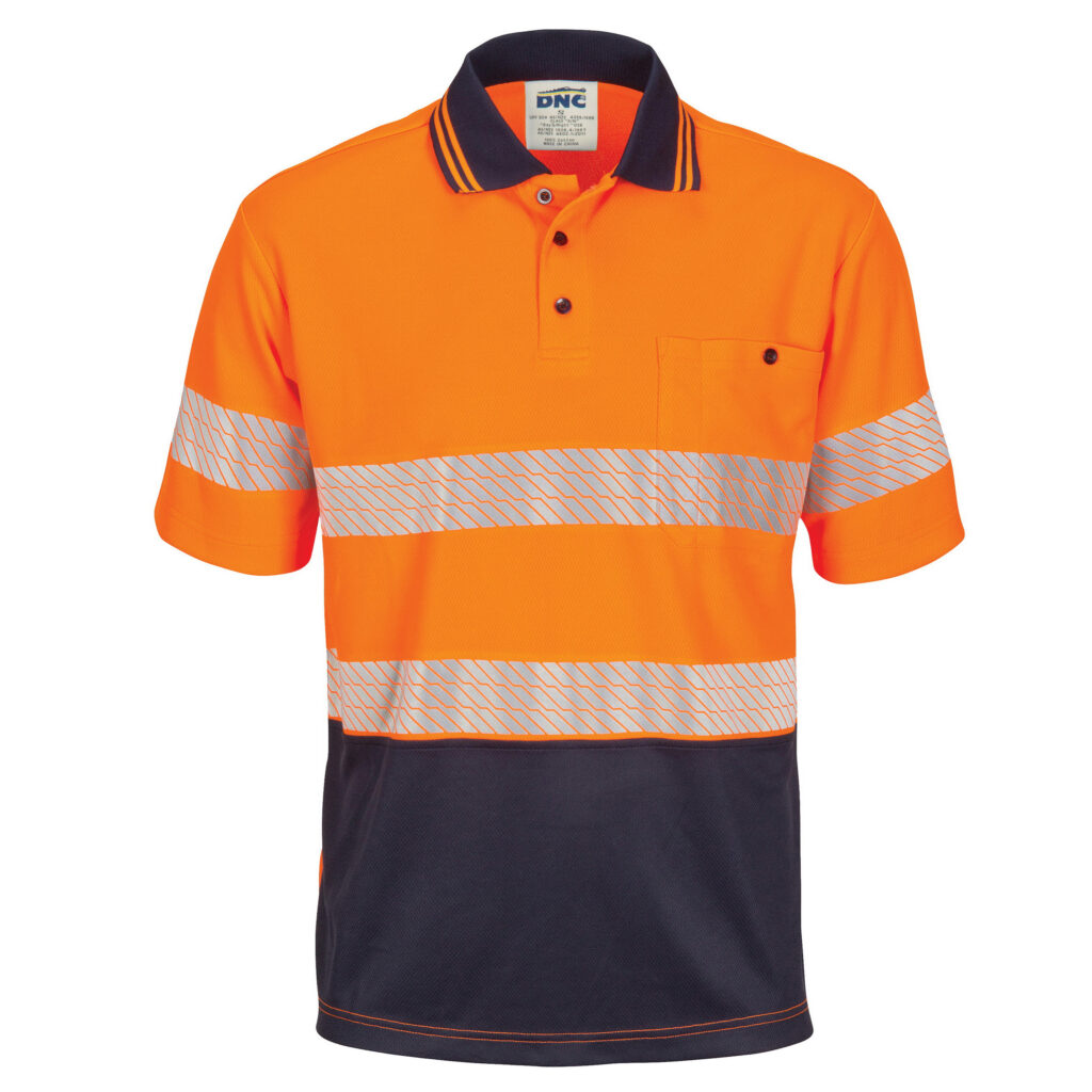 Micromesh Short Sleeve Polo with Segmented Reflective Tape - StaySafe